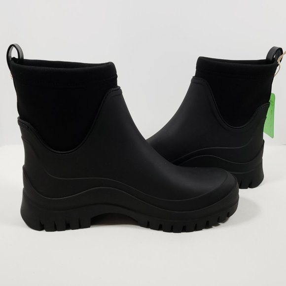 Sam Edelman Louisa Mixed Media Waterproof Rain Boot - Black 9M - Picture 3 of 5